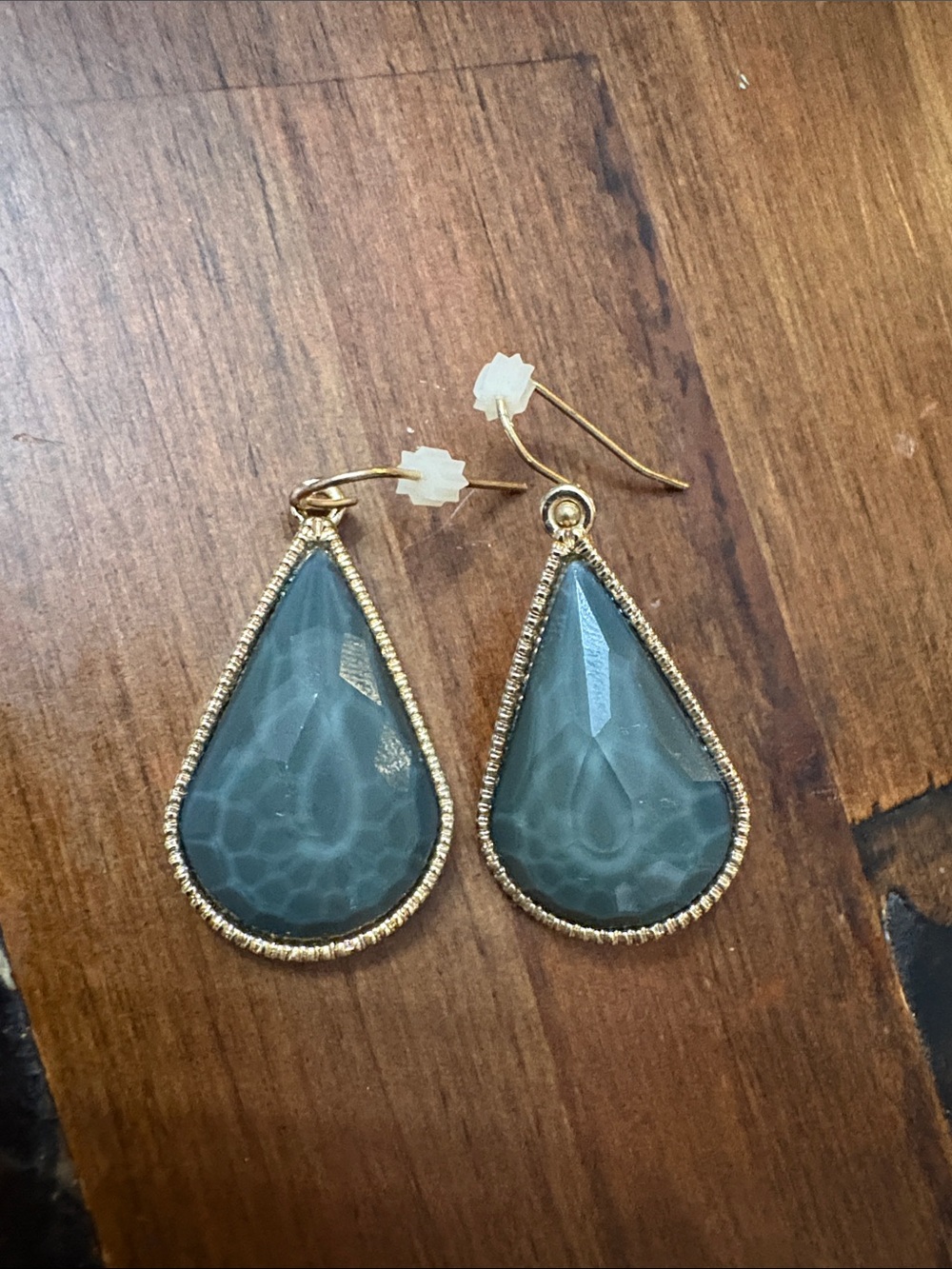 Gold Teardrop Agate Earrings